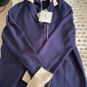 J.ING Maudie Navy Silk Blouse
